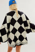 Colorblock Drop Shoulder V-Neck Button Front Cardigan Sweater